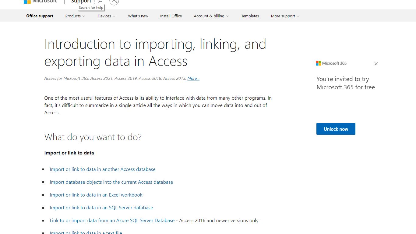 Introduction to importing, linking, and exporting data in Access